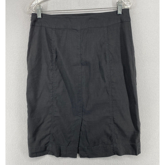 EILEEN FISHER Skirt S Stretch Linen Viscose Pencil Straight Side Zip Gray - Picture 3 of 11